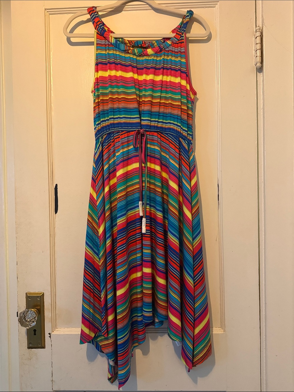 Spense Rainbow Stripe Sundress in Blue, Pink, Yellow, Green, Red Size S